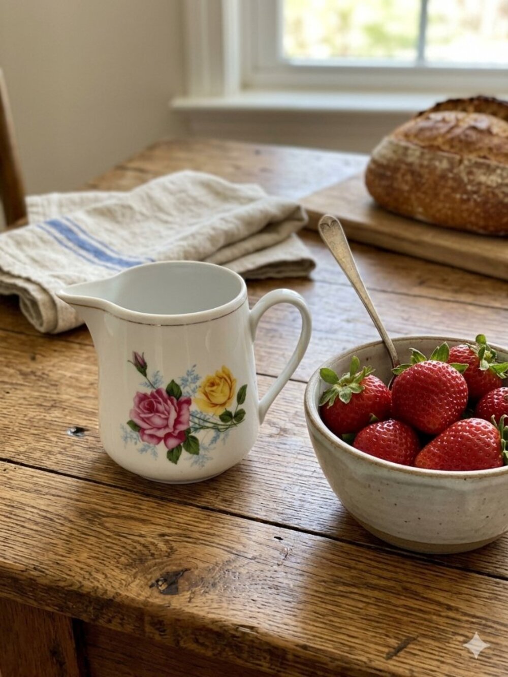 Decorative 1990's Rose Motif Milk Pitcher